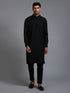 Vastramay Men's Black Cotton Blend Kurta and Pant Set